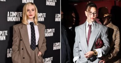 Elle Fanning and Hailey Bieber Both Rock the Same Saint Laurent Suit