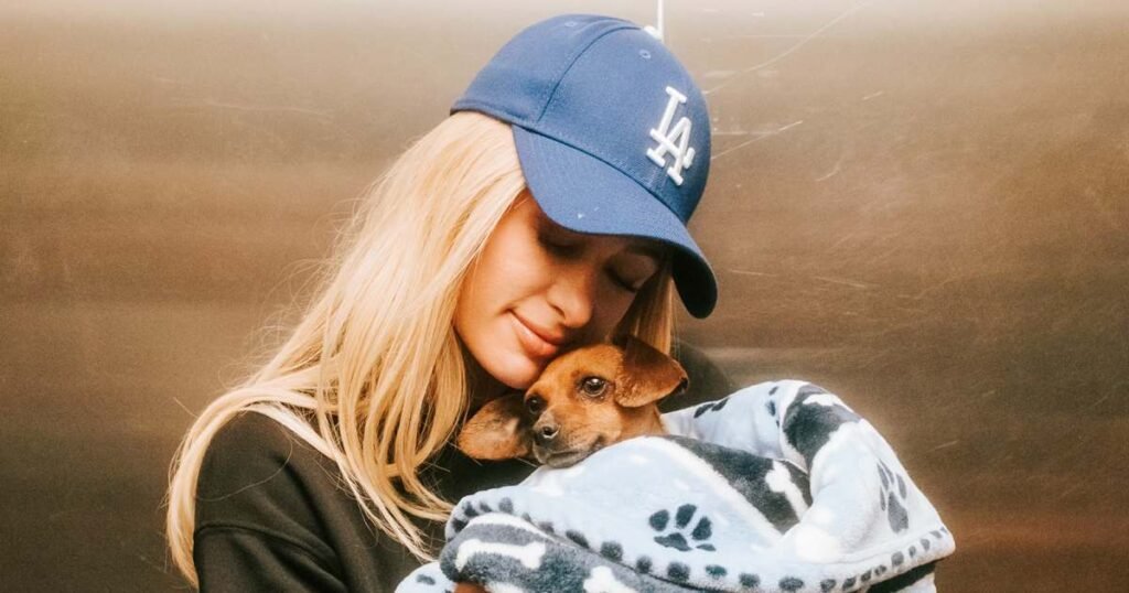 Paris Hilton Welcomes Dog Rescued from Los Angeles Wildfires