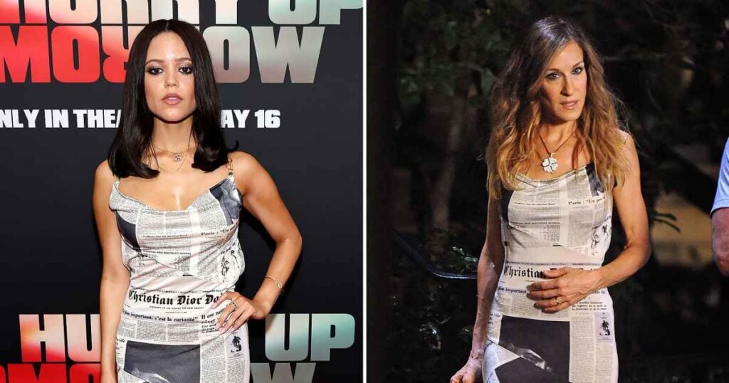 Jenna Ortega Dons Carrie Bradshaw's Legendary Dior Newspaper Dress