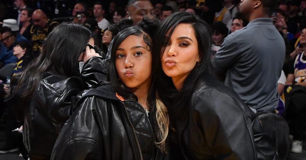 North West Rocks Edgy Style and Blue Pigtails with Mom Kim Kardashian