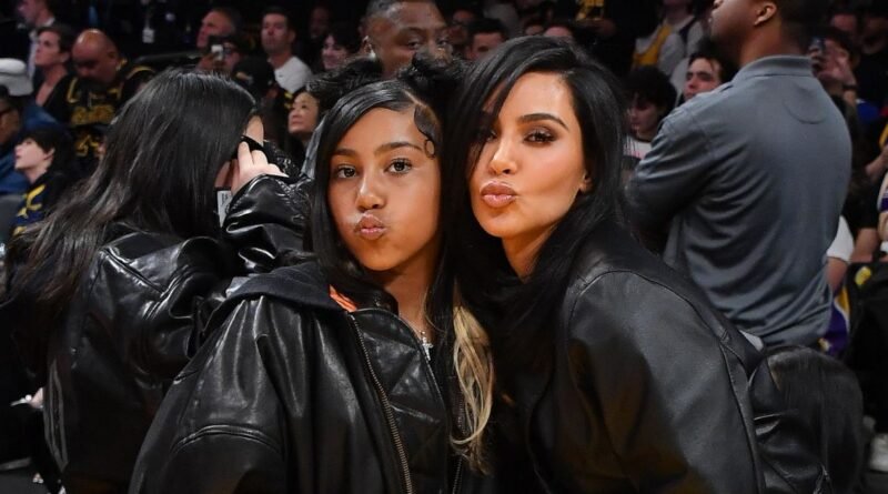 North West Rocks Edgy Style and Blue Pigtails with Mom Kim Kardashian