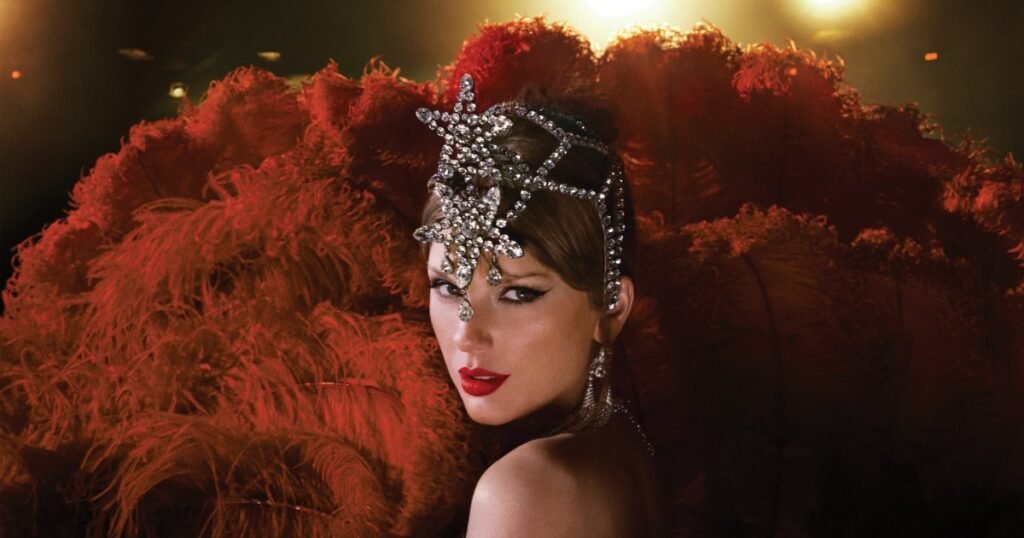 Taylor Swift Shimmers in Gems on the New Life of a Showgirl Vinyl Cover