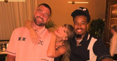 Taylor Swift Dazzles in Miniskirt and Crop Top Alongside Travis Kelce