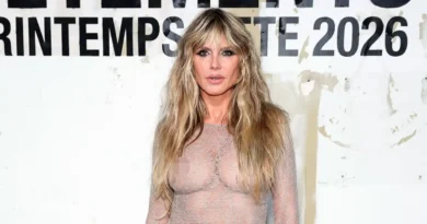 Heidi Klum Stuns in Sheer Nipple-Baring Dress and Grill at Fashion Week