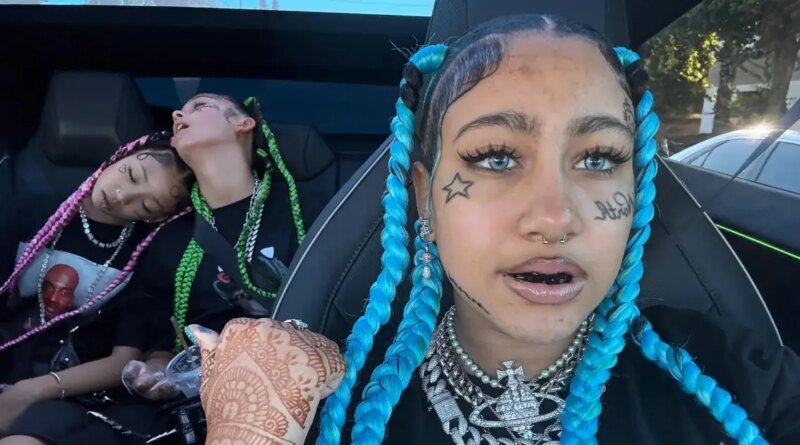 North West Unveils Faux Septum Piercing, Face Tattoos, and Black Grill