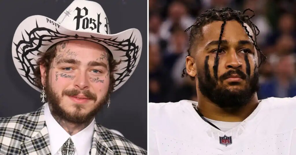Post Malone Celebrates Marshawn Kneeland During Halftime Performance