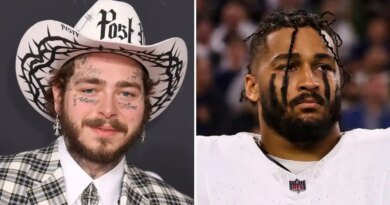 Post Malone Celebrates Marshawn Kneeland During Halftime Performance