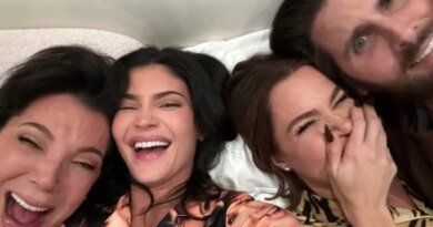 Kylie Jenner Sports Pajamas Featuring Kris Jenner’s Face at Family Sleepover