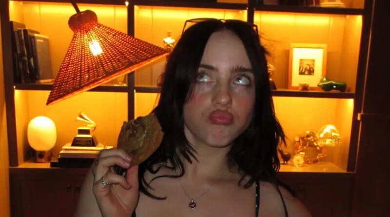 Billie Eilish Showcases Her Curves in a Deep-V Polka Dot Top