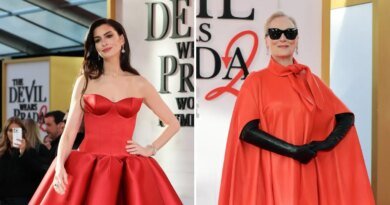 Anne Hathaway and Meryl Streep Dazzle in Red at Film Premiere