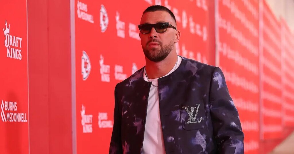 Travis Kelce Dazzles in $5K Louis Vuitton Jacket During Chiefs Game